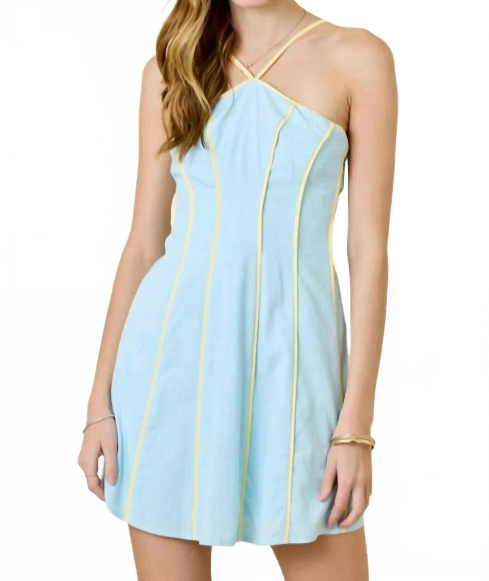 NEW DAY + MOON daylight mini dress in blue